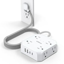 JcBlaon QC860-CU 14 Gauge 5ft White 8 Outlets Surge Protector Extension Cord