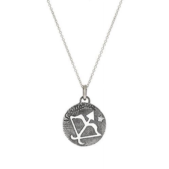 Sterling Silver Reversible Sagittarius Zodiac Diamond Pendant Necklace, 18"