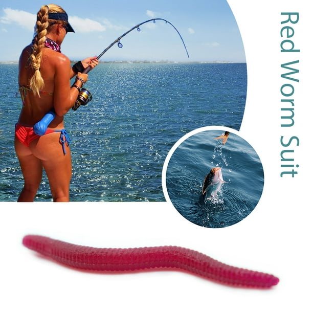 July Memor 3.5cm Soft Red Worm Baits Earthworm Carp Fishing Lures