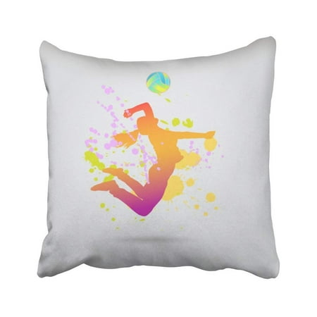 ARTJIA White Volleyball Valley Ball Girl Player Indoor Fitness Youth Serve Team Volley Pillowcase Throw Pillow Cover Case 18x18