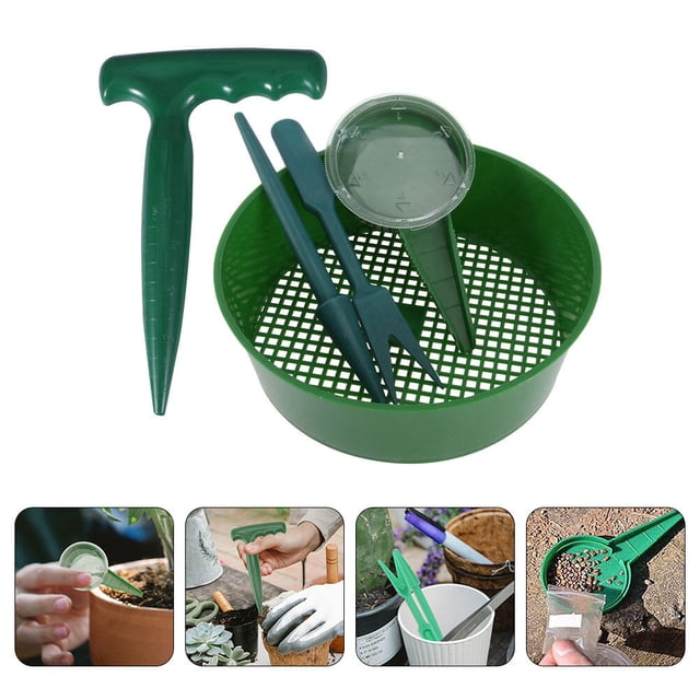 IFANLANDOR Garden Seeder Transplanter Tool Green Plastic Lightweight Durable for Garden 5.0Pcs