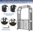 thumbnail image 5 of YOHKOH Heavy-Duty Metal Garden Arch with Locking Gate, Outdoor Arch Trellis & Arbor for Climbing Plants, Wedding, Patio & Backyard – 59"W x 16"D x 95"H, Black, 5 of 9