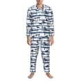 thumbnail image 3 of Salouo Retro Coconut Tree Print Button-Front Long Sleeve Pajama Set for Men, Soft 2Pjs Men's Long Sleeve Sleepwear-Medium, 3 of 7