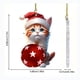 thumbnail image 3 of Colgante acrílico navideño de gatito, adorno para espejo retrovisor de coche, 2 piezas planas de acrílico, estilo festivo, adorno decorativo para coche, para dormitorio, decoración de árbol, 3 of 9