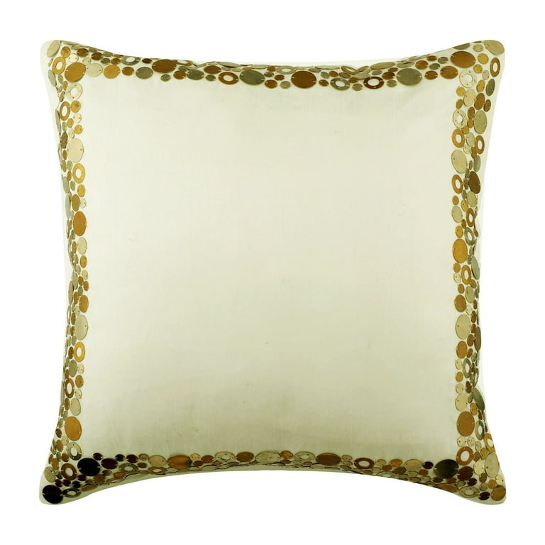 Ivory Pillow Covers 24x24 inch 60x60 cm Handmade Ivory Shams Metal Sequins Bordered Pillow Shams 24x24 inch 60x60 cm Pillow Sham Square Silk Shams Transitional Ivory Glamour Walmart