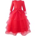 thumbnail image 3 of Girls Dress Red Tiered Layers Holiday Party Pageant Dress 7, 3 of 8