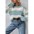 thumbnail image 6 of Women's Light Blue Two Tone Striped Sweater – Casual Loose Fit for Fall & Autumn | L, 6 of 6