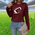 thumbnail image 2 of Charella Long Sleeve Shirts for Women Rugby Graphic Tee Loose Fit Crew Neck Ptinted Tops Soft Clothes (L, Wine 2), 2 of 6