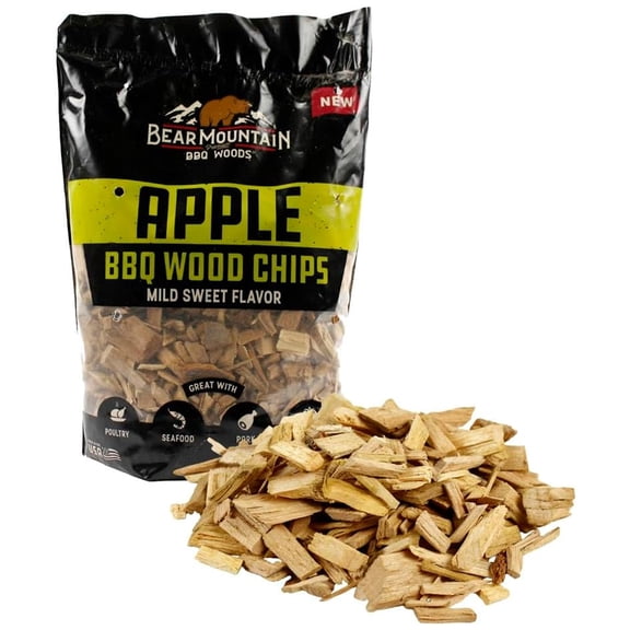 Bear Mountain BBQ All-Natural Apple BBQ Wood Chips for Outdoor Grills, 2 lb Bag