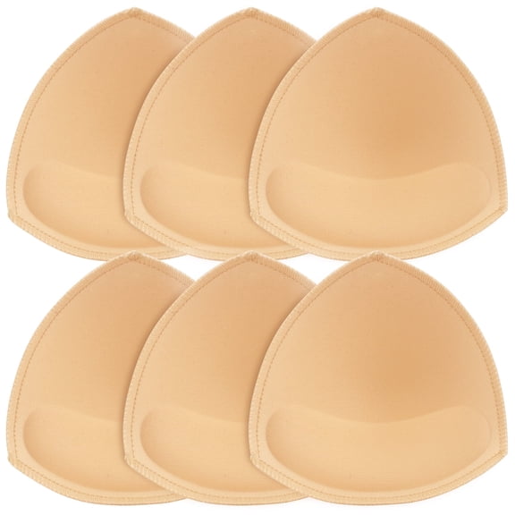 Nimiah Bra Inserts Breast Pads 3 Pairs Sewn Edges bra inserts Fits A/B for Sport Bras Swimsuits Bikini Tops Beige