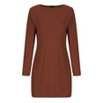 thumbnail image 4 of Cavosen Flowy Dresses for Women Short Brown Long Sleeve Mini Dress Wrap Boat Neck Knee Length Dress Solid Clubwear Casual Trendy Dress Party Vacation Fall Winter Clothes L, 4 of 6