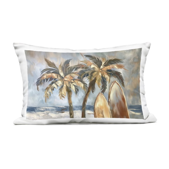 Stupell Industries Warm Tropical Surfboards Design by Ramona Murdock Outdoor Printed Pillow