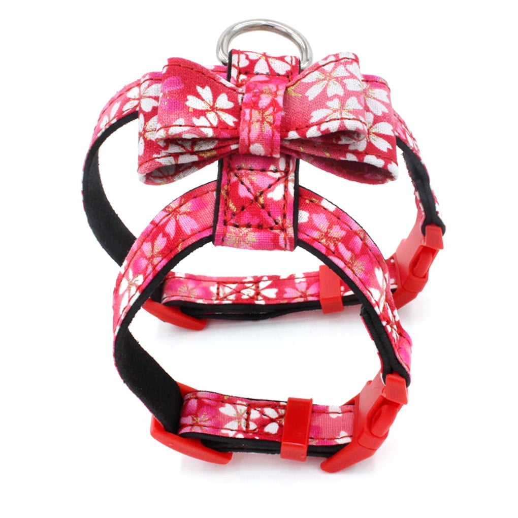 Floral Printing Harness Adjustable Pet Chest Back Traction Belt Puppy Collar Basic Harnesses