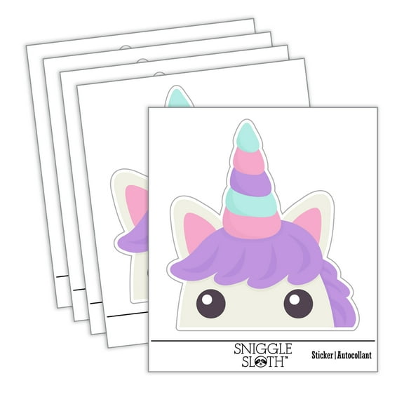 Peeking Unicorn Car Window Bumper Water Bottle Phone Tablet Laptop Waterproof Vinyl Decal Sticker Set 5-Pack - Gloss Finish - 2.0"