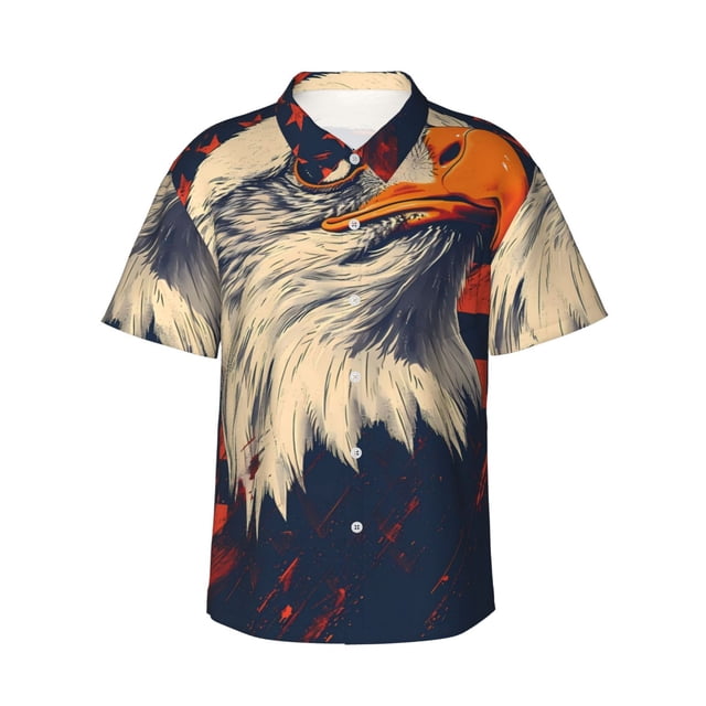 Balery American Bald Eagle A Camisas hawaianas de manga corta para hombre, camisas playeras de corte holgado, camisas de vacaciones con botones,Large
