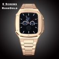 thumbnail image 1 of Kit de modificación de lujo para Apple Watch Case Band 7, 45mm, 44mm, 42mm, marco de bisel de Metal, correa de goma para IWatch 7, 6, 5, 4, 3, SE, 1 of 4