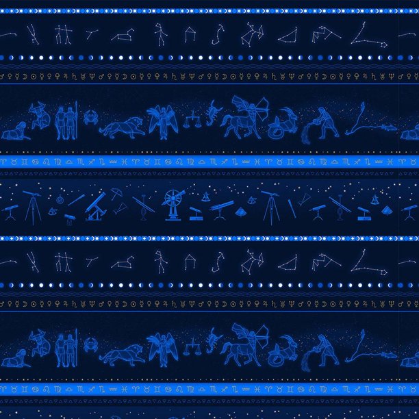 Henry Glass Fabrics Signs From Above Zodiac Stripe Navy Walmart Com