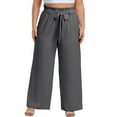 thumbnail image 4 of Cueply Womens Wide Leg Pants Plus Size Elastic Tie Knot Lounge Pants Loose Trousers with Pockets, 4 of 6