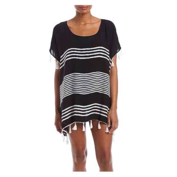 Chelsea & Theodore Womens Size Medium Beach Cover Up, Black/White/White