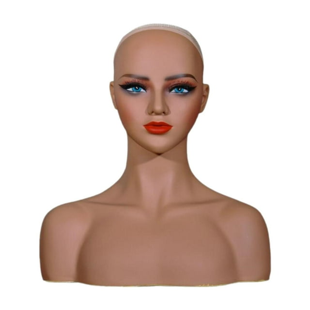 Cabezal realista de la cabeza del maniquí Cabezal de doble hombro Multipropósito Manikin Pequeño de peluca para aretes Joyas Collar Sombreros Estilo a