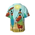 thumbnail image 2 of Fotbe African Women print Short Sleeve Button Down Shirts for Men Casual Summer Beach Wrinkle Free Shirt-Large, 2 of 7