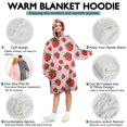 thumbnail image 5 of Red Strawberry Plants Fruit Dot Pink Pattern Wearable Oversized Blanket,Wearable Blanket Hoodie for Adults,Cozy Hooded Blankets with Super Pockets,Super Warm Fuzzy Pullover for Women & Men, 5 of 6