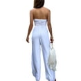 thumbnail image 6 of Qmyliery Women's Sleeveless One-Piece Clothes, Solid Color Backless Metal Ring Linked Loose Fit Wide-Leg Jumpsuit, 6 of 7