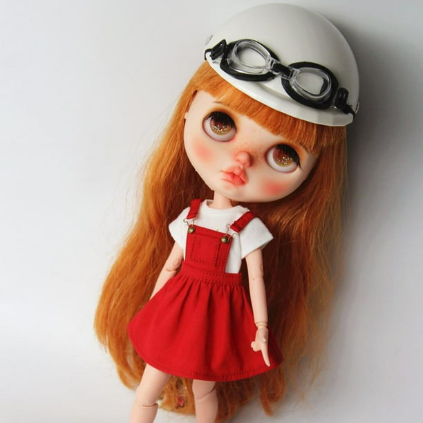 Vestido de Moda para muñeca CUTICAT negro y rojo 1/6 de con de muñeca