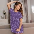 thumbnail image 3 of Vsdgher Chemise de Nuit à Manches Courtes Motif Fleurs Lavande pour Femmes, Col Rond, Mignonne, Confortable, 3 of 6