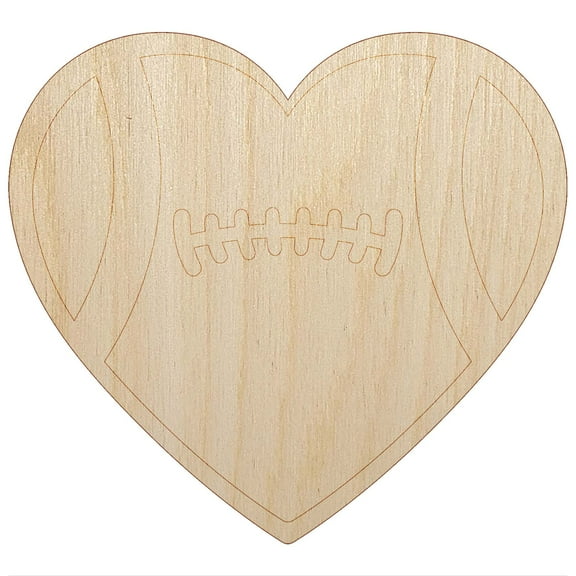 Heart Shaped Football Sports Wood Shape Unfinished Piece Cutout Craft DIY Projects - 4.70 Inch Size - 1/8 Inch Thick