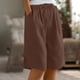 thumbnail image 1 of Neewe Womens Knee Length Pants Casual Plain Shorts Summer Drawstring Elastic Waist Comfy Shorts with Pockets, 1 of 8