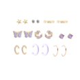 thumbnail image 1 of 6Pairs Star Moon Flower Heart Butterfly CZ Flatback Earrings, 1 of 3
