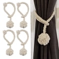 thumbnail image 3 of Alzapaños de algodón para cortinas, decoración de oficina, cortinas, alzapaños 4 piezas beige, 3 of 9