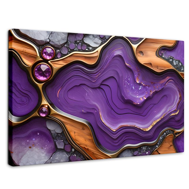 Cuadro Decorativo Canvas Revolution Abstracto Cristales Púrpura 90x60