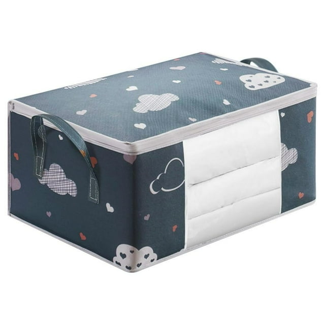 Clothes Storage Box Durable Quilt Storage Bag for Comforters Bedding (L Beige)