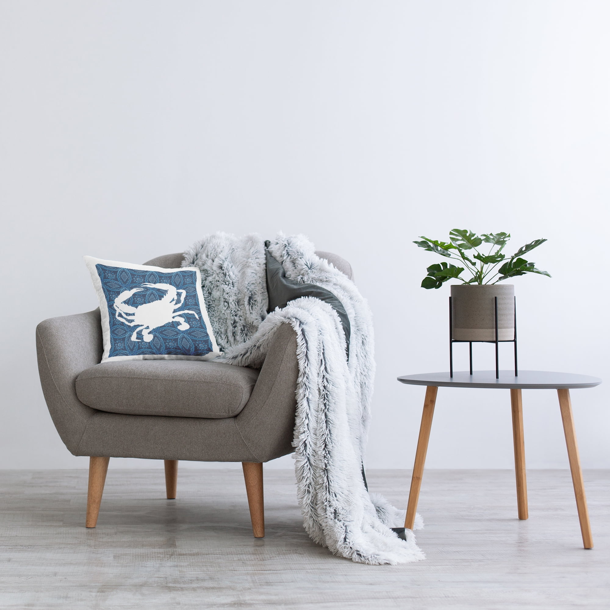 Stupell Industries Sea Patterned Crab Decorative Printed Throw Pillow Design by Carol Robinson.