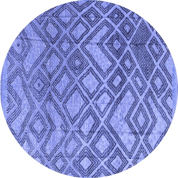 Ahgly Company Indoor Round Abstract Blue Modern Area Rugs, 6' Round
