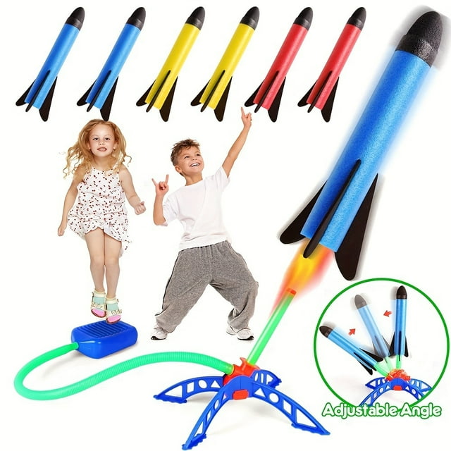 1 Set Deluxe Foot-Powered Rocket Launcher Toy - Outdoor Sports Catapult with Soaring Air Rockets - Durable Plastic Construction for Endless Fun