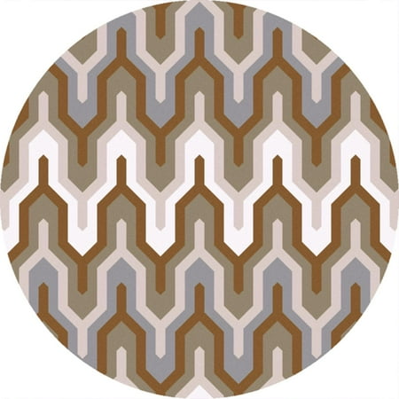 36 Round Hooked Rug - 3' Alpine Winter Slate Gray and Mocha Brown Round Hand Hooked Area Throw Rug