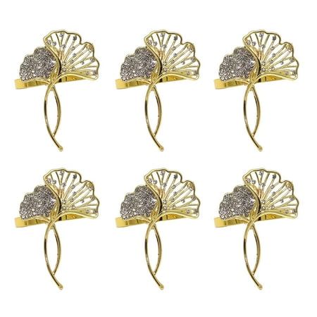 

JFY 6Pcs/Set Napkin Rings Vintage Decorative Alloy Holiday Party Rhinestone Napkin Buckles Coffee Shop Accessories