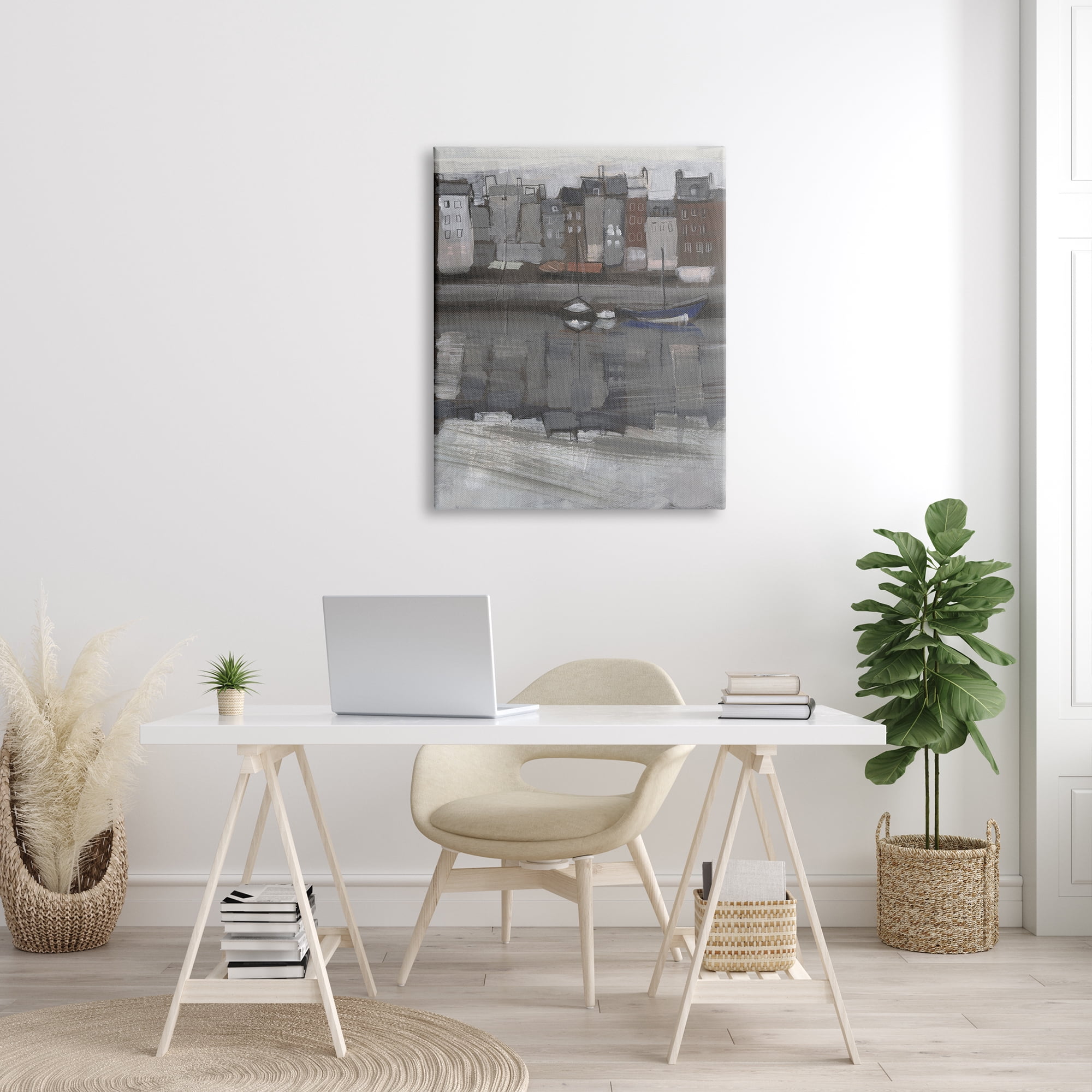 Stupell Industries Stormy Coastal City Landscape Murky Sea Port, 30 x 40, Design by Jennifer Paxton Parker