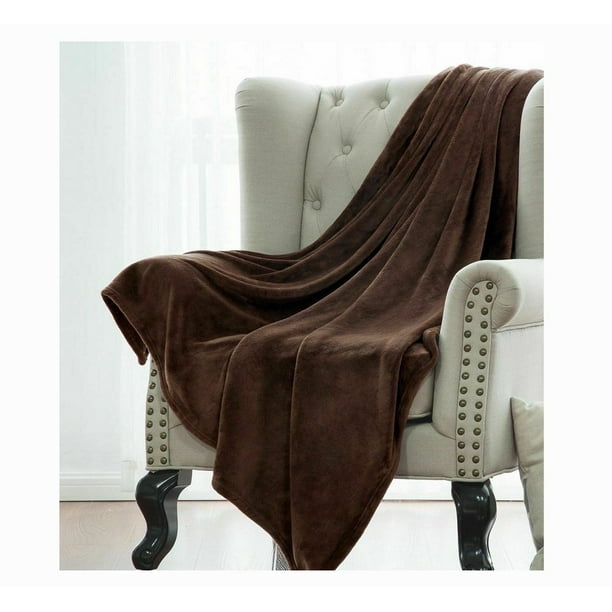 Brown Fleece Throw Blanket Super Soft Light Weight ...