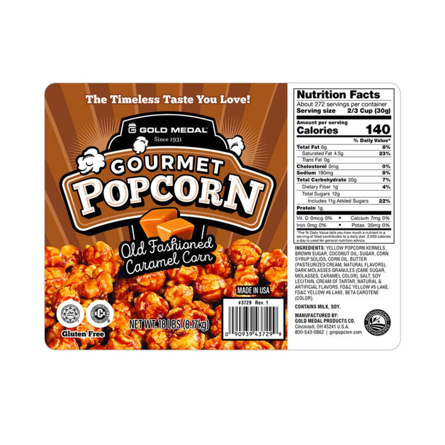 Gold Medal Old Fashioned Caramel Corn Gourmet Popcorn (18 Pound Bulk)