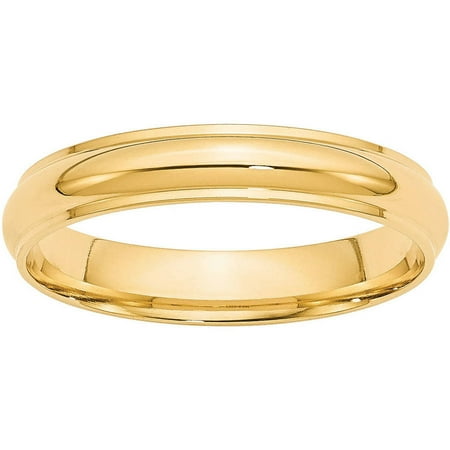Primal Gold 14 Karat Yellow Gold 4mm Half Round With Edge Band Size 4