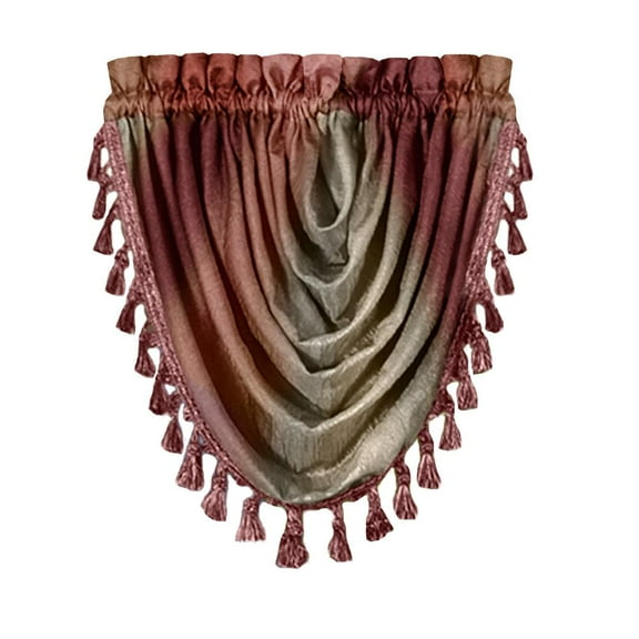 Woven Trends Valances for Windows, Ombre Curtains Modern Semi-Sheer Valance, Luxurious Window Treatment for Livingroom, Bedroom and Kitchen, 46" x 42" Single Waterfall Valance, Burgundy