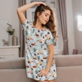 thumbnail image 3 of Pofeuu Ragonfly And Ladybug Print Women's Loose Fit Short Sleeve Nightgown, Comfortable Sleep Dress for Women, Casual Lounge Sleepwear, Soft Cotton Sleep Dress, 3 of 6