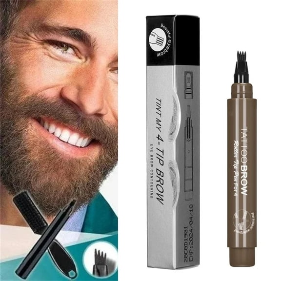 3Pcs Waterproof Beard Filling Pen! Uscallm Beard Filling Pen For Men, Waterproof Facial Solution, Instant Thick Beard And Eyebrow Enhancer, Professional Grooming Kit For Patchy Beards
