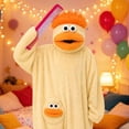 thumbnail image 5 of ZHANGDER Big Mouth Monster Onesie with Comb, Funny Cozy Hooded Plush Loungwear, No Shoes, 5 of 6