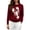 Red, variant on Womens Sweaters Lobster Jacquard Crew Neck Loose Casual Long Sleeve Tops Fall Winter Pullover Blouse Daily Wear
