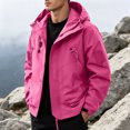 thumbnail image 5 of Jessboyy Mens Windbreaker Jacket with Hood Long Sleeve Rain Shell Jackets with Pockets Waterproof Windproof Outdoor Jacket Hot Pink,XXL, 5 of 7